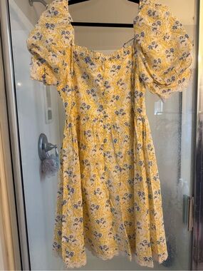 Yellow Floral Puff-Sleeve Summer Dress - Just Me
